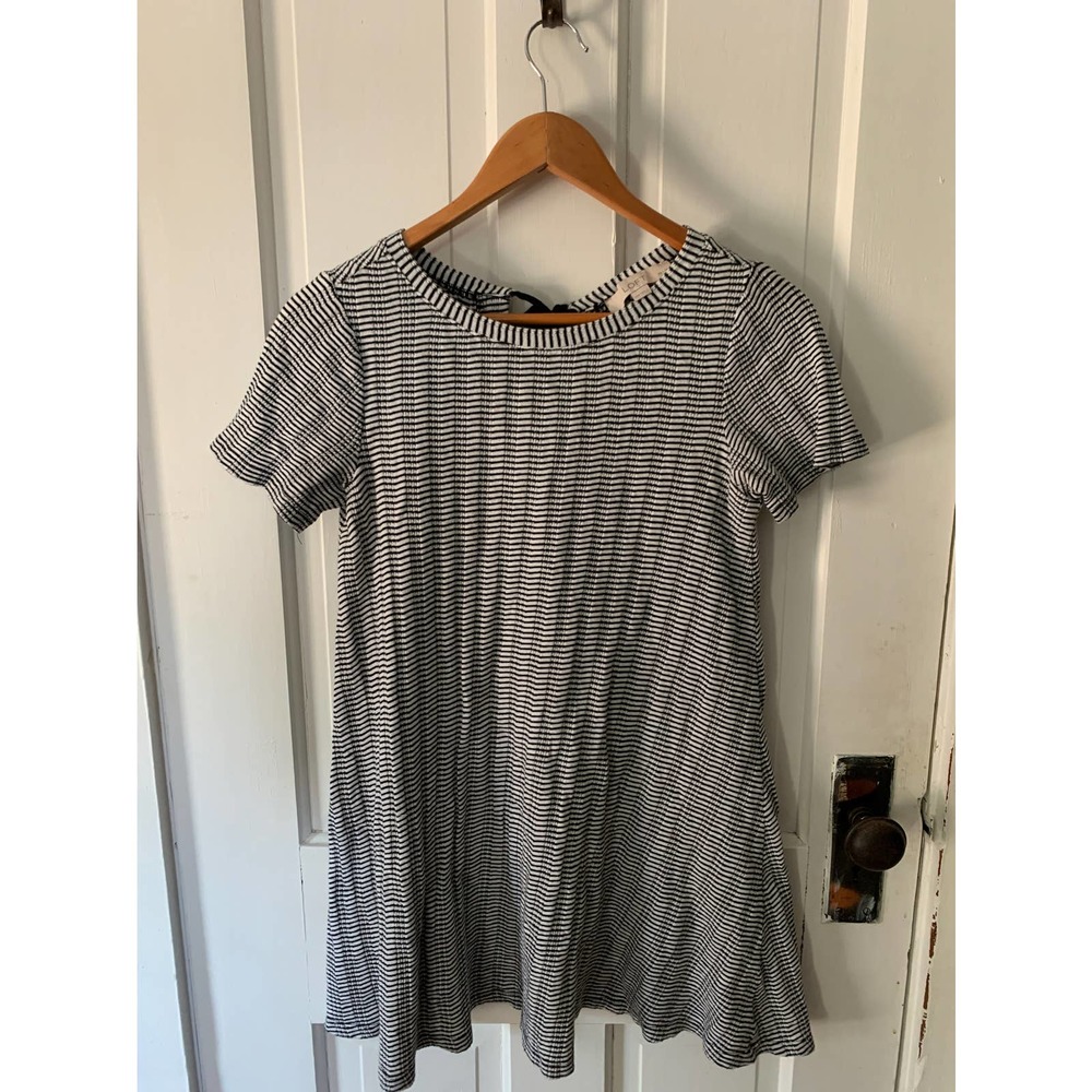 Women's Petite LOFT Striped Tshirt Dress - Black & White - XXPS